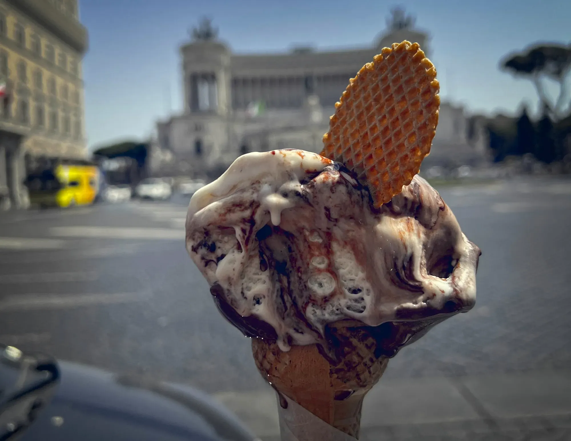 Gelato. Straight shot with Altar of the Fatherland in the background.