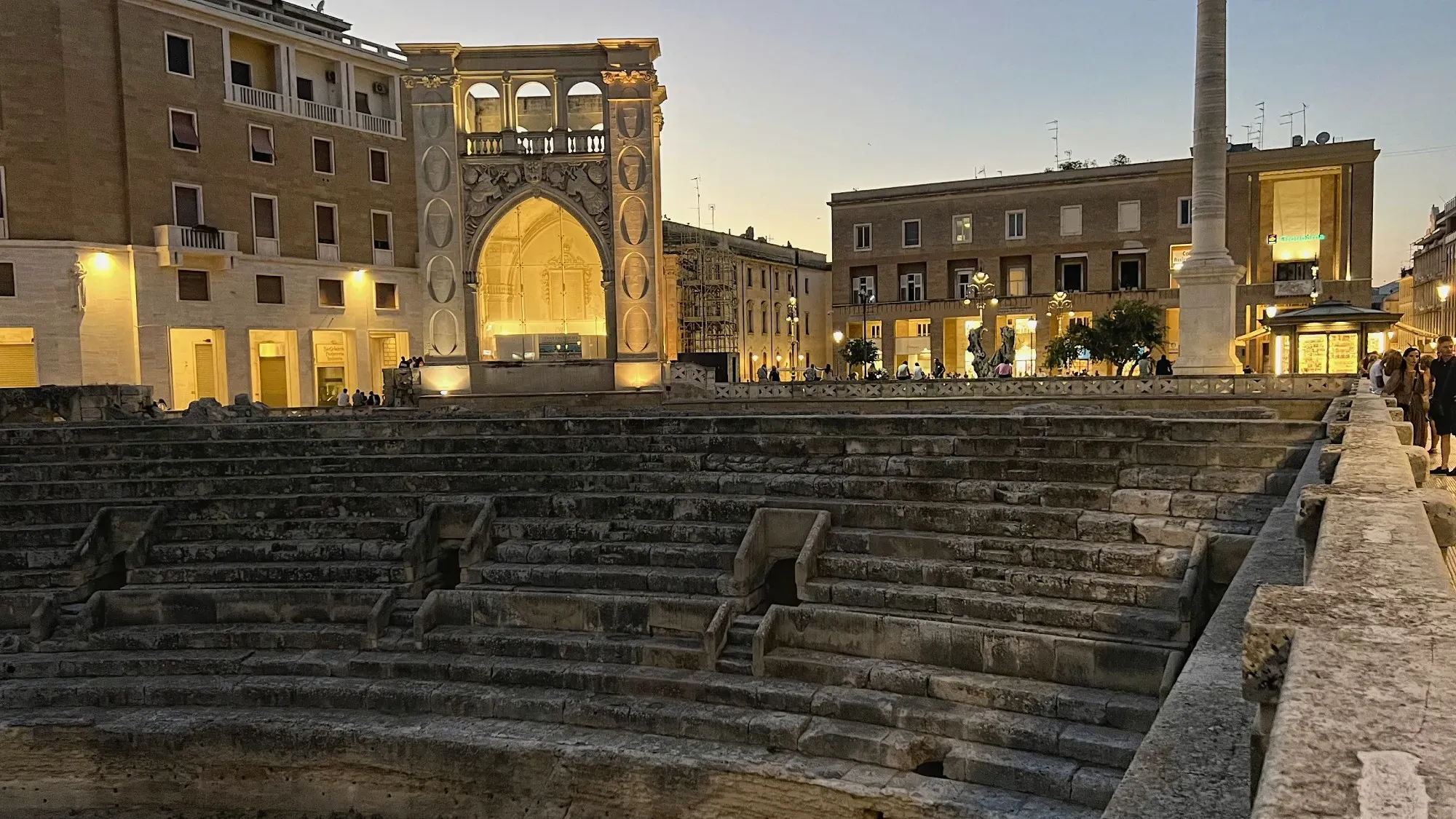 Ruins of an amphitheater in Lecce's historic district.