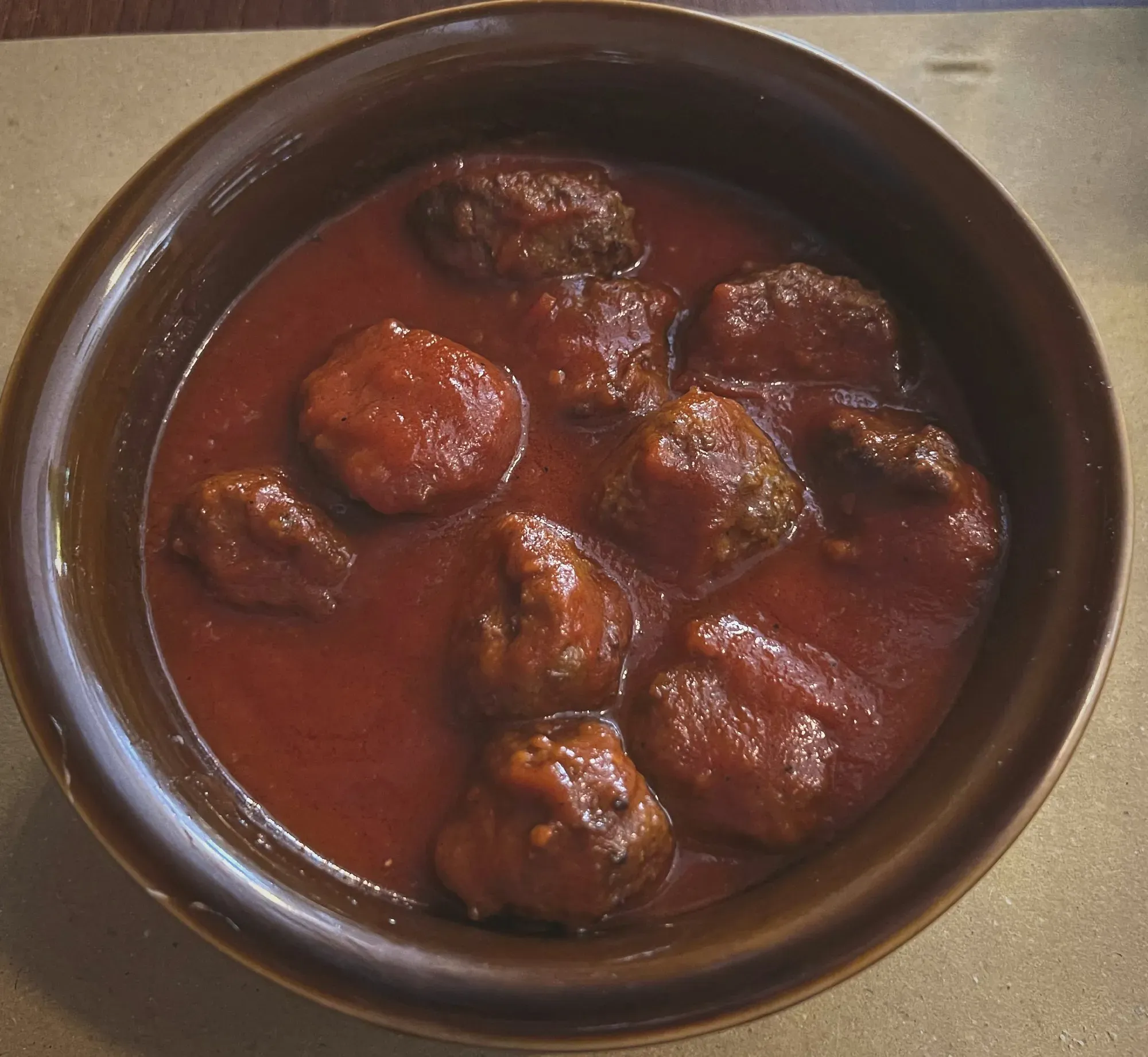 Polpette alla Romana al Sugo. Overhead shot.