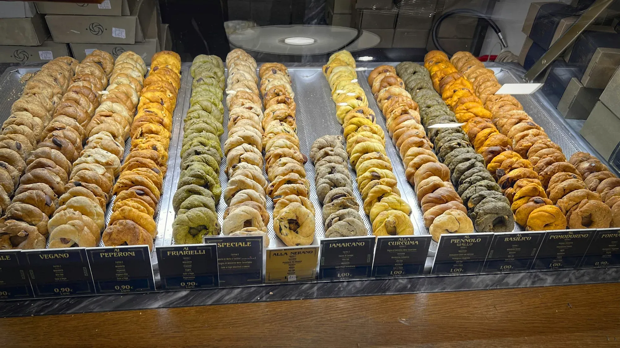 Taralli in a Taralli specific bakery in Naples.
