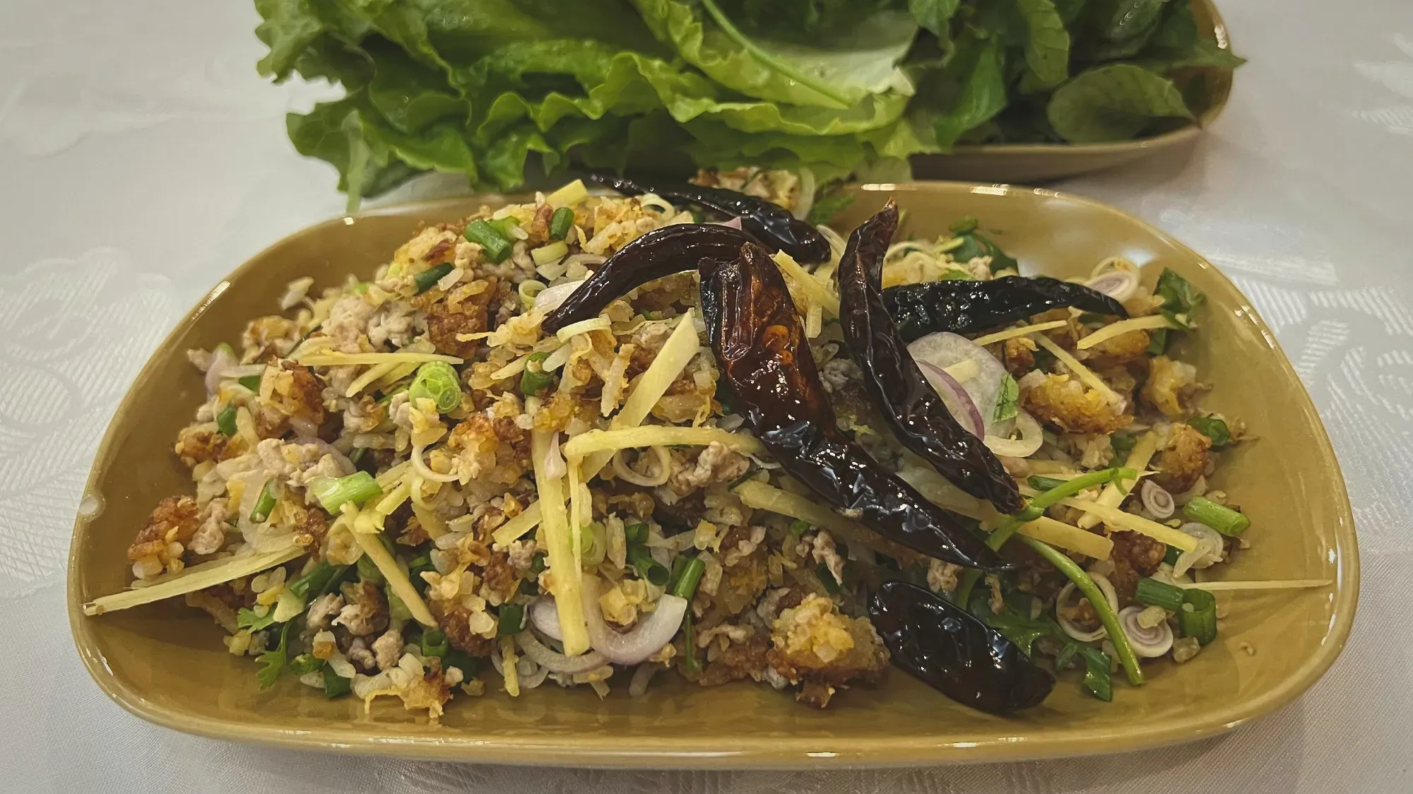 Naem Khao Tod (Crispy Rice Salad).