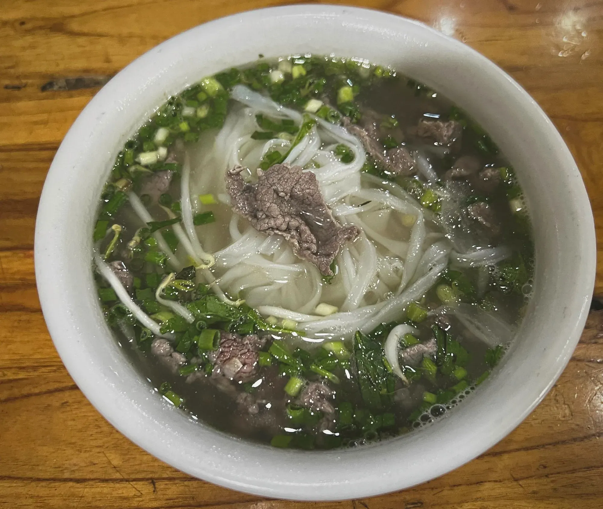 Bowl of Pho, overhead shot.