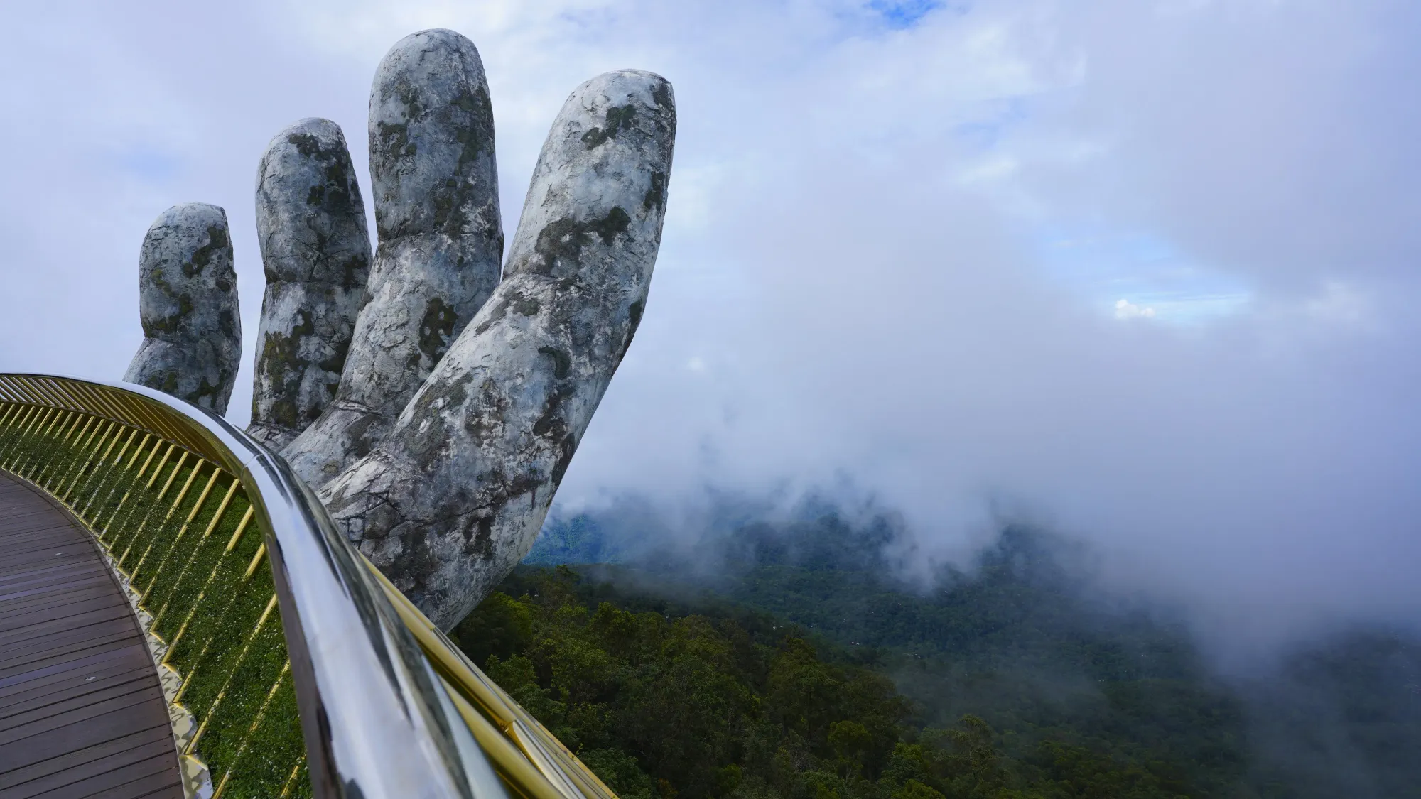 Golden Bridge Hand shot over the valley