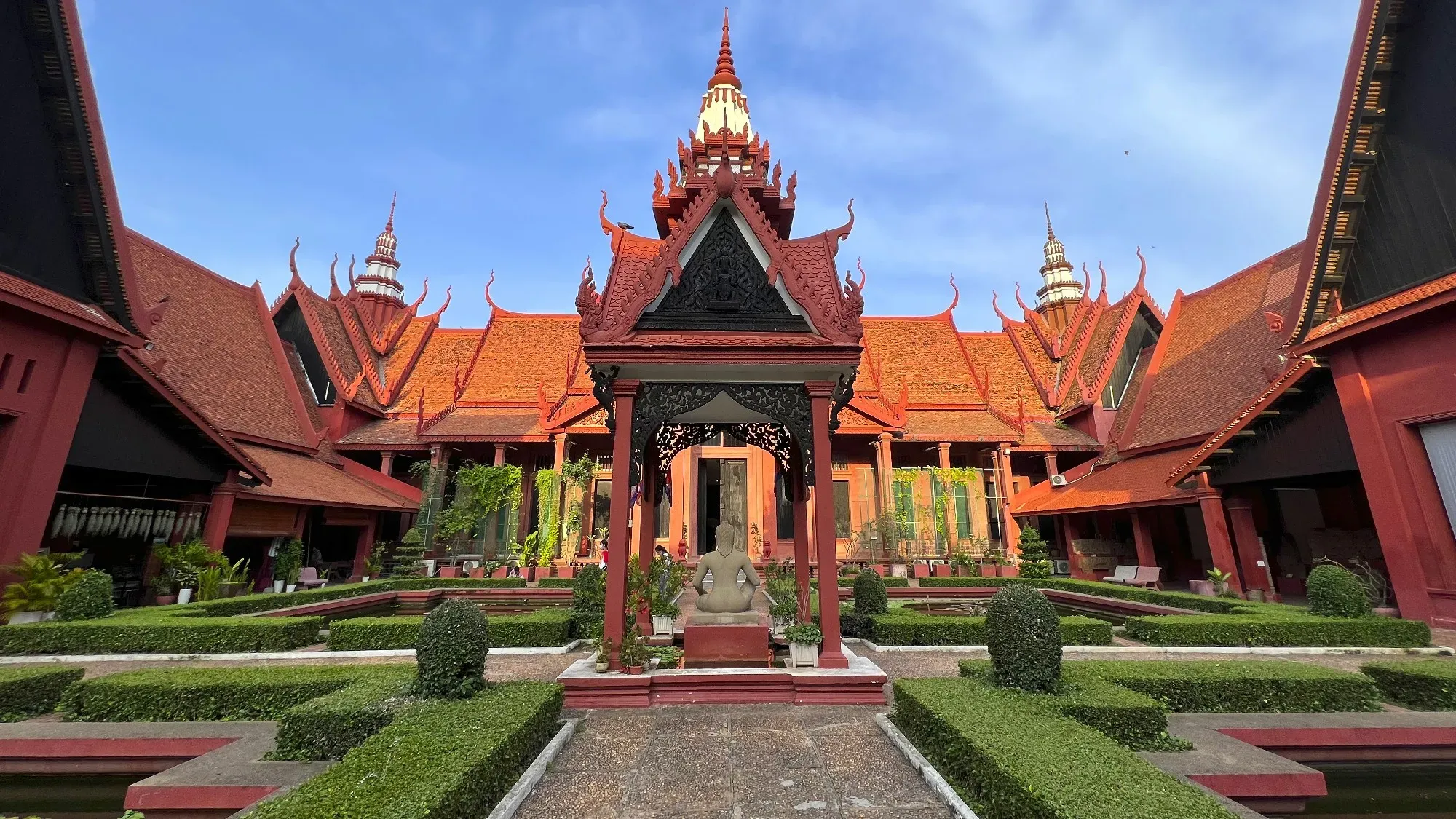 Courtyard of the Cambodia National Museum at sunset