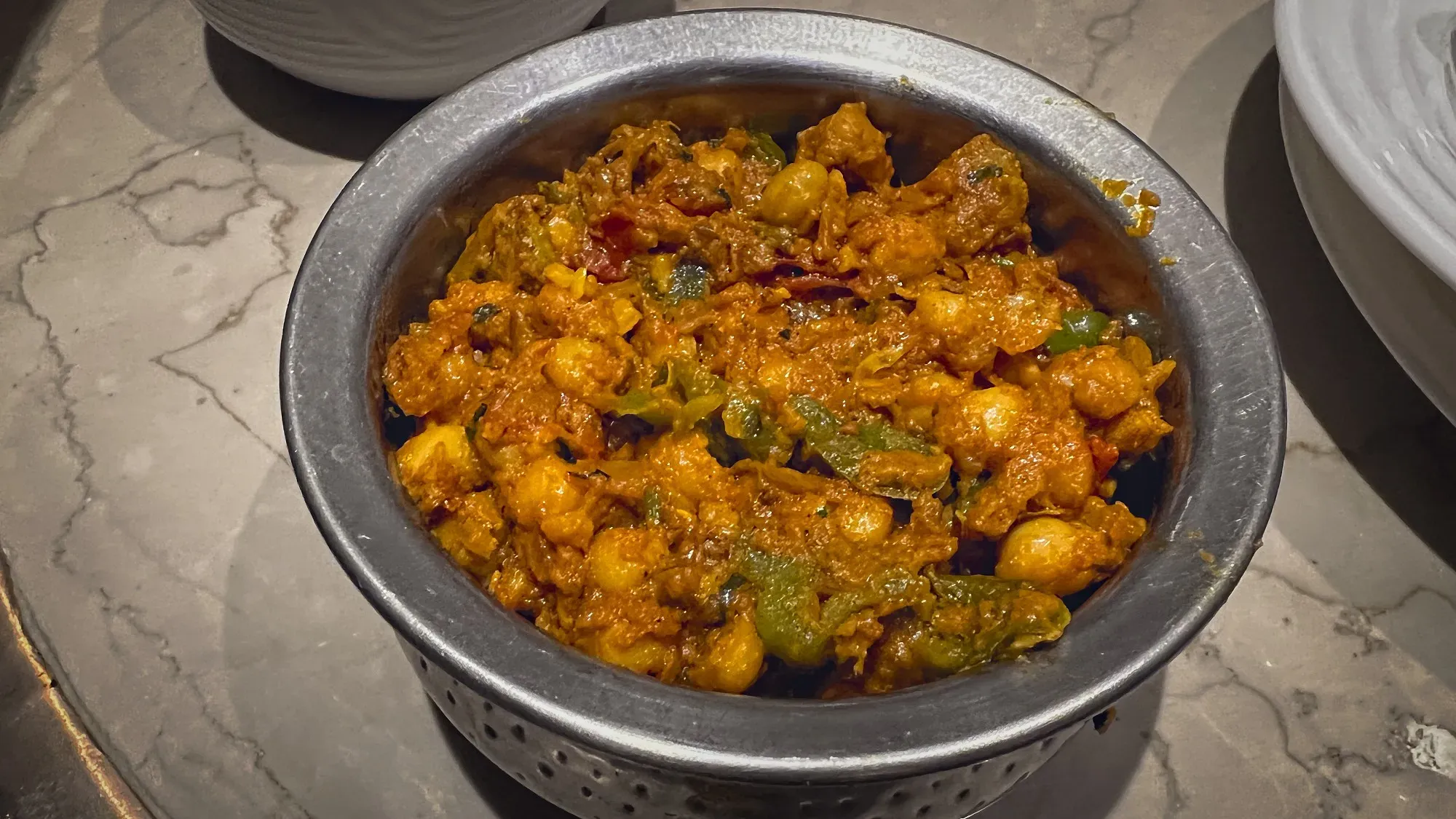 Angled shot of Chana Masala.