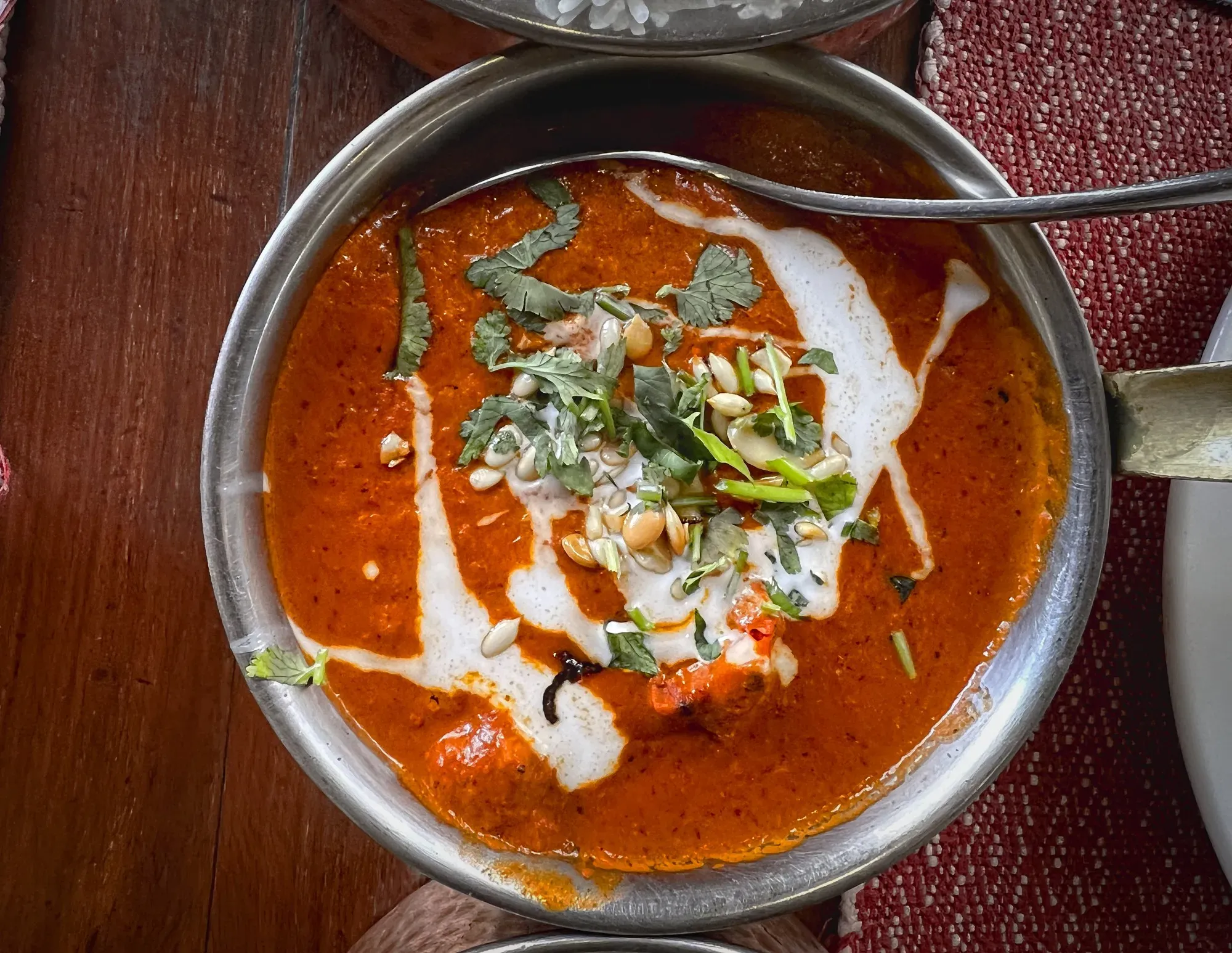 Overhead shot of Chicken Tikka Masala.