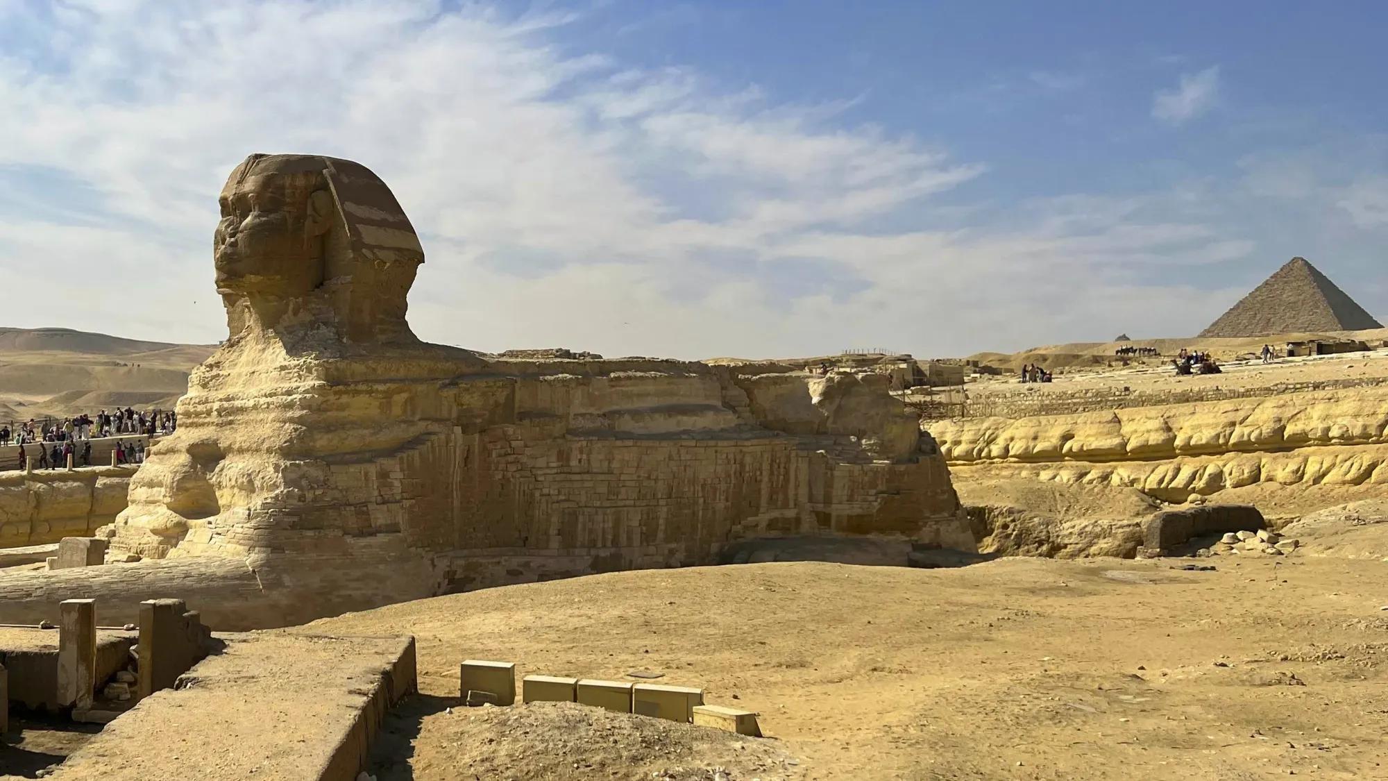 The sphinx with a pyramid in the background