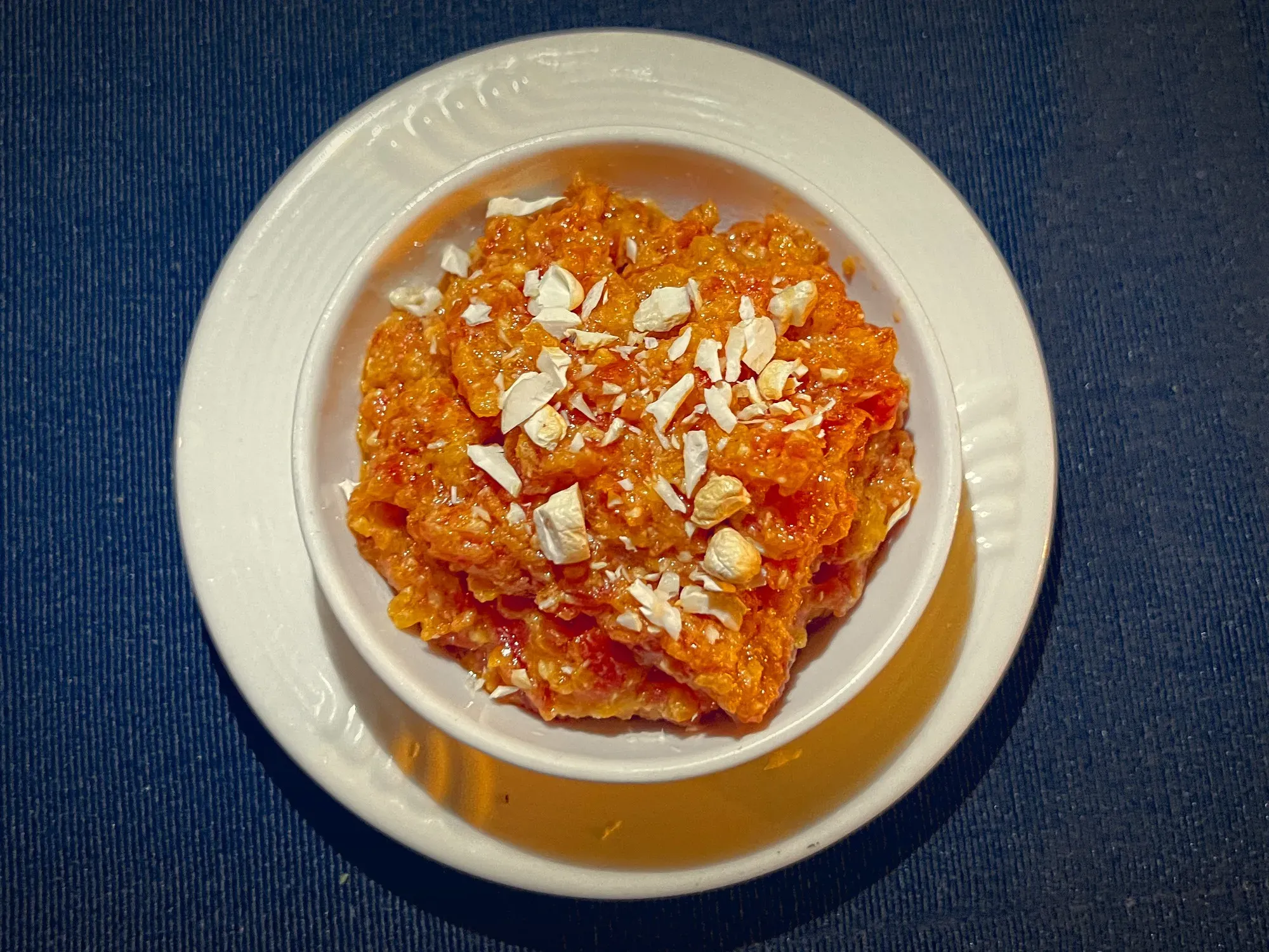 Overhead shot of Carrot Halwa.