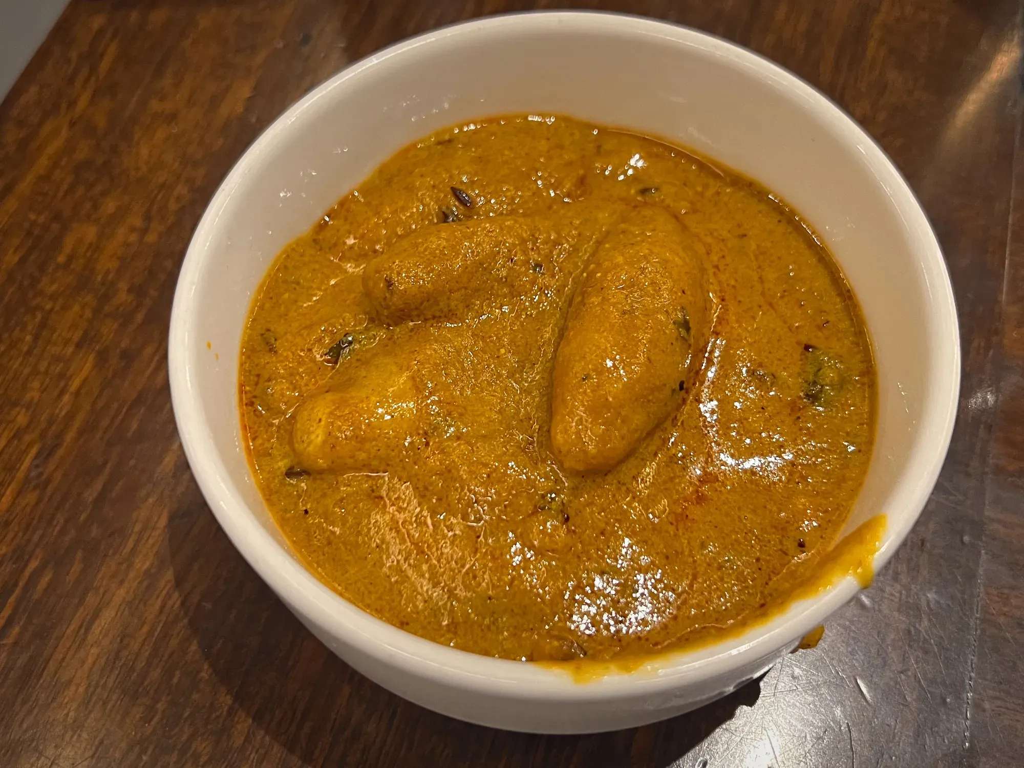 Angled shot of Kashmiri Dum Aloo.