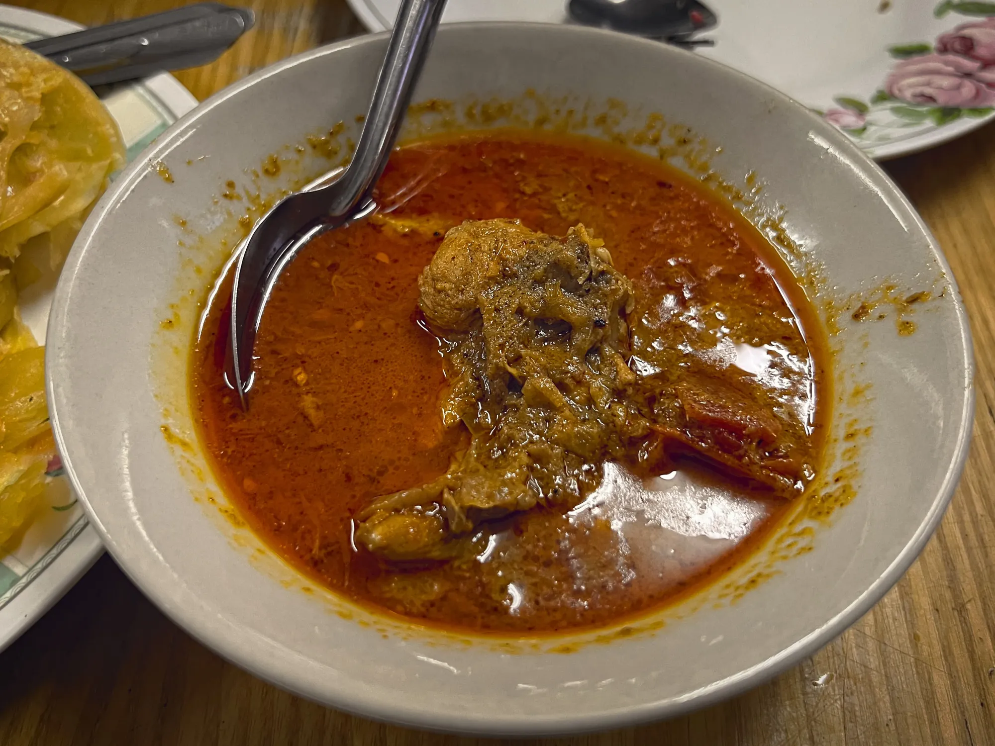 Massaman Curry in a bowl, angled shot.