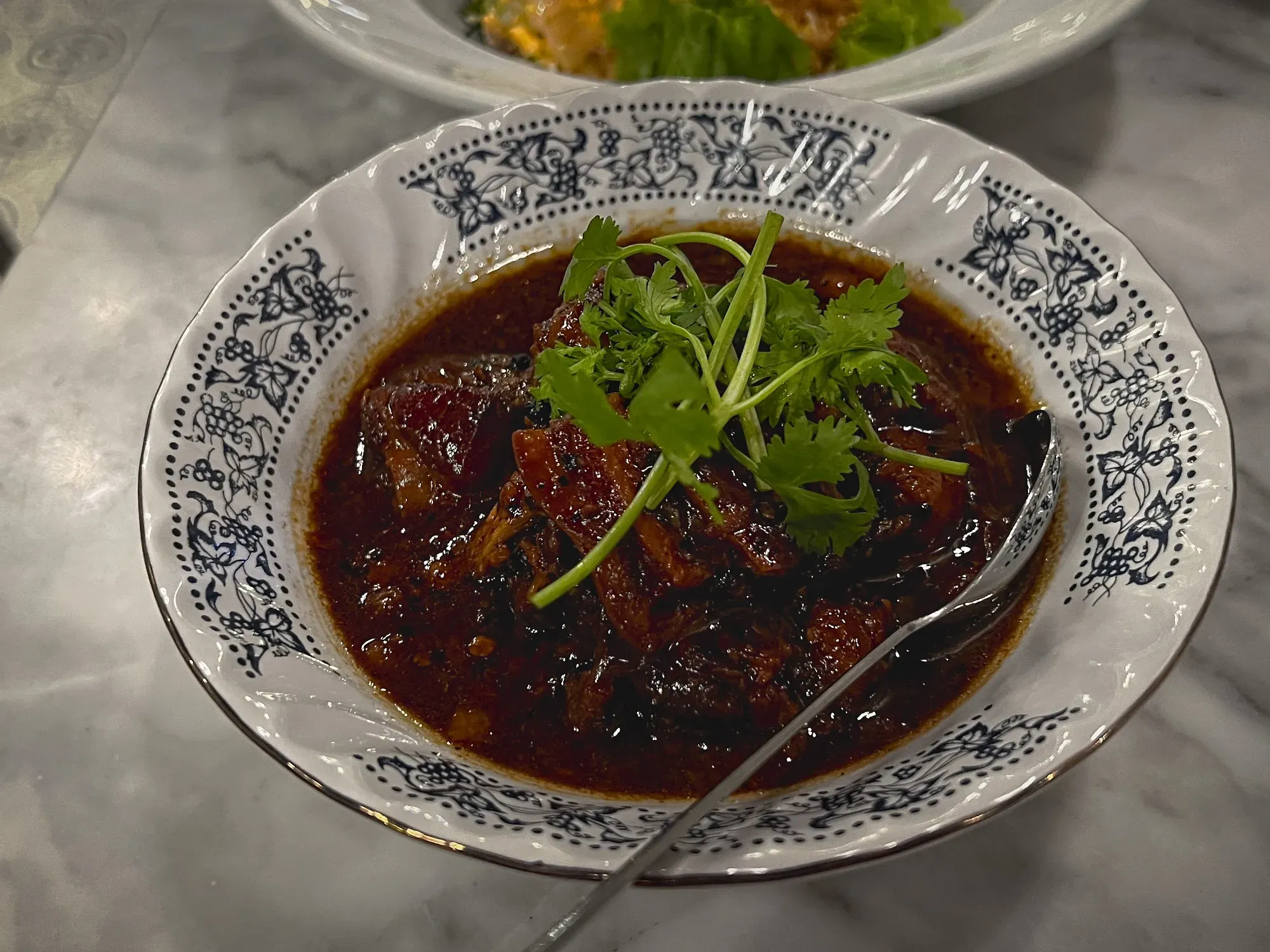 Moo Hong in a bowl, angled shot.