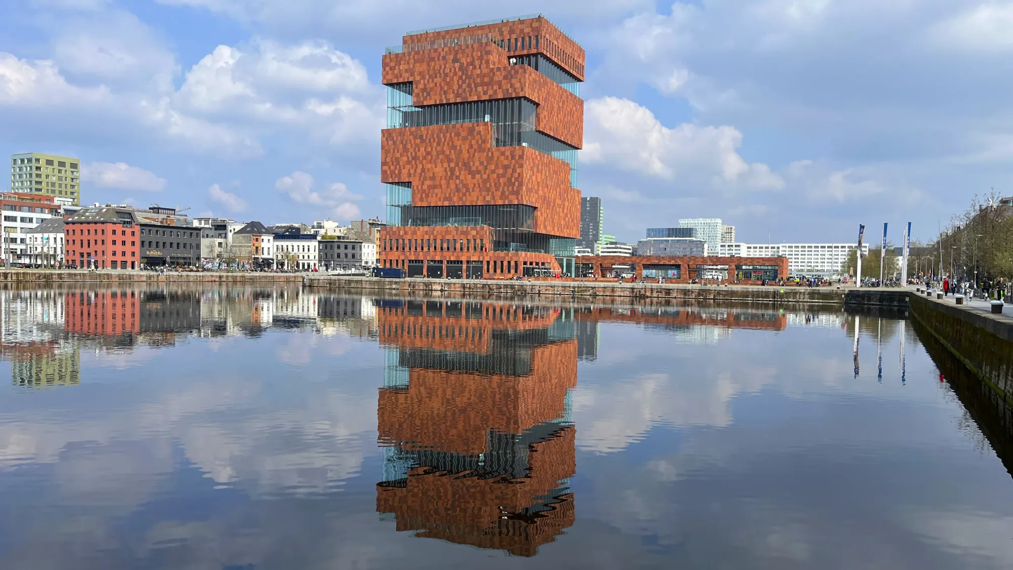 Reflection of the brick museum in the water