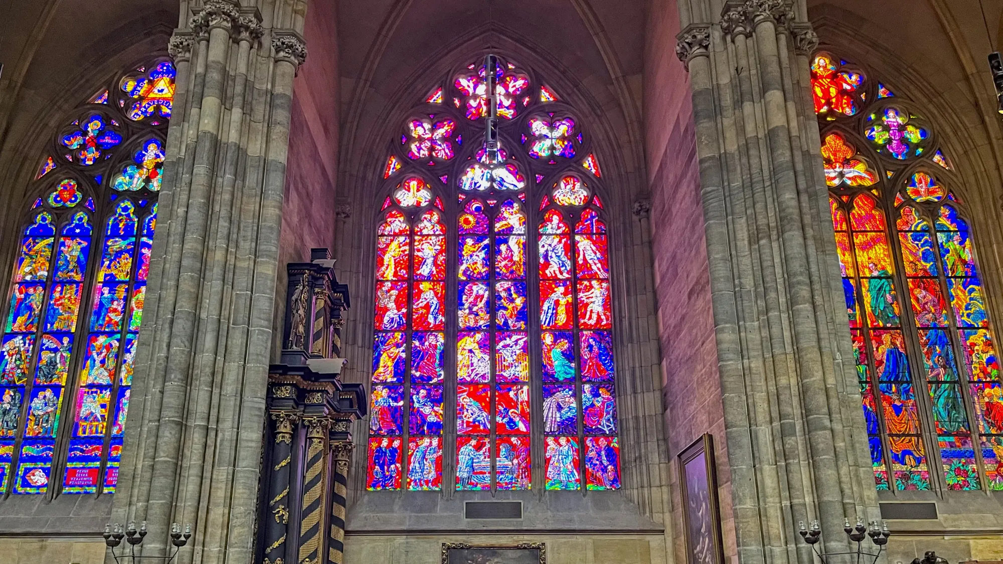 Three stained glass windows