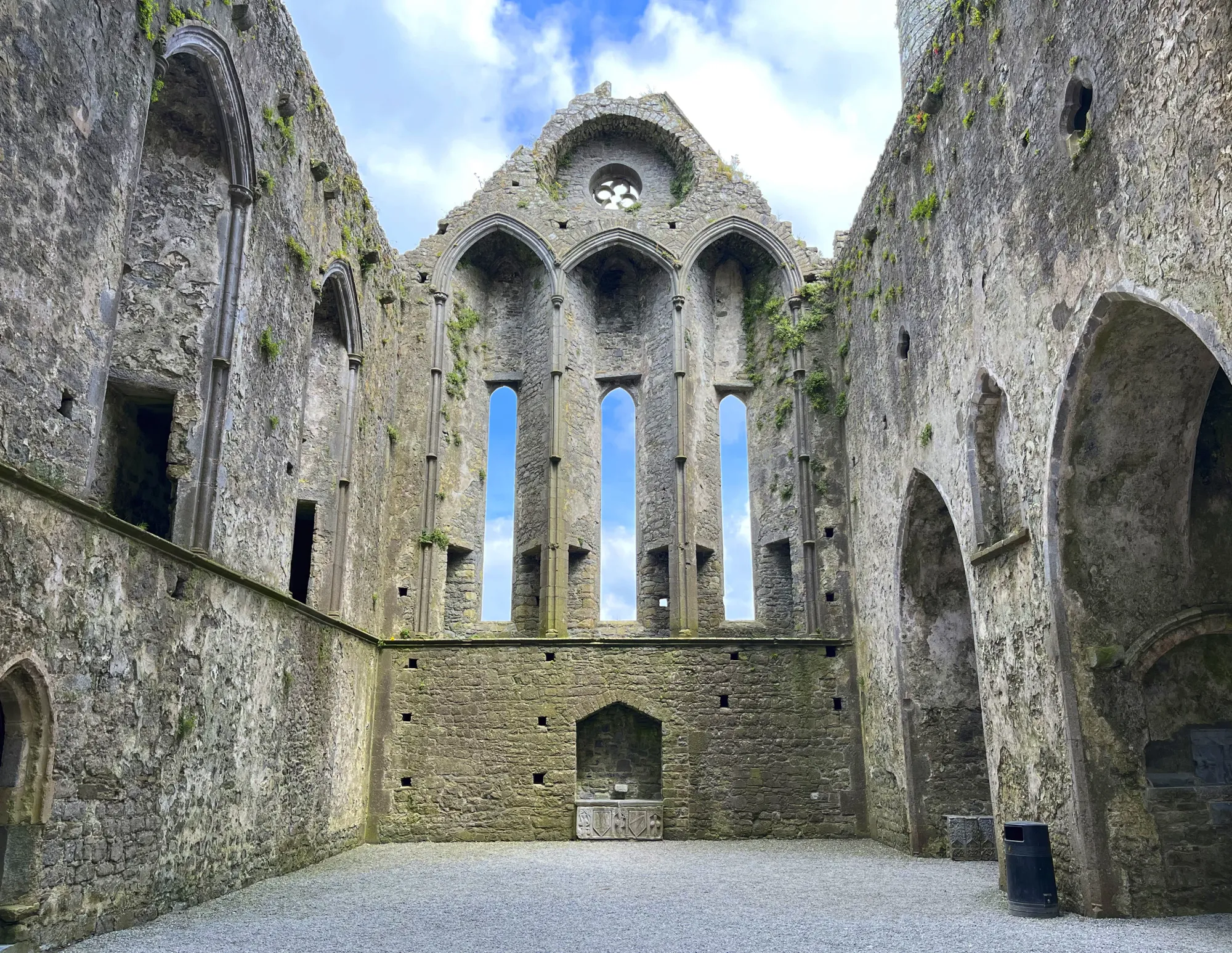Stone arches in the ruins of a church