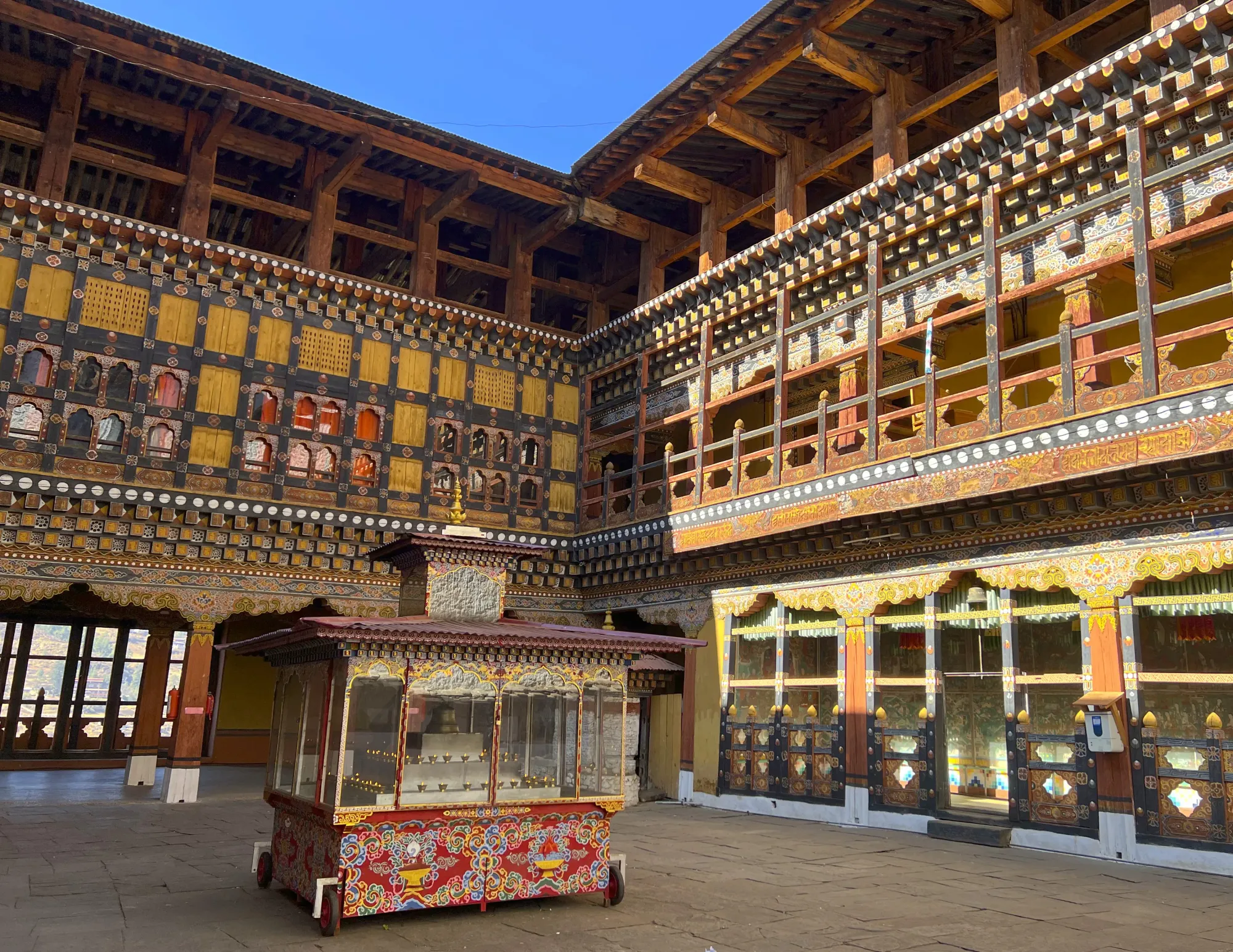 Wooden fort building painted in a multitude of colors
