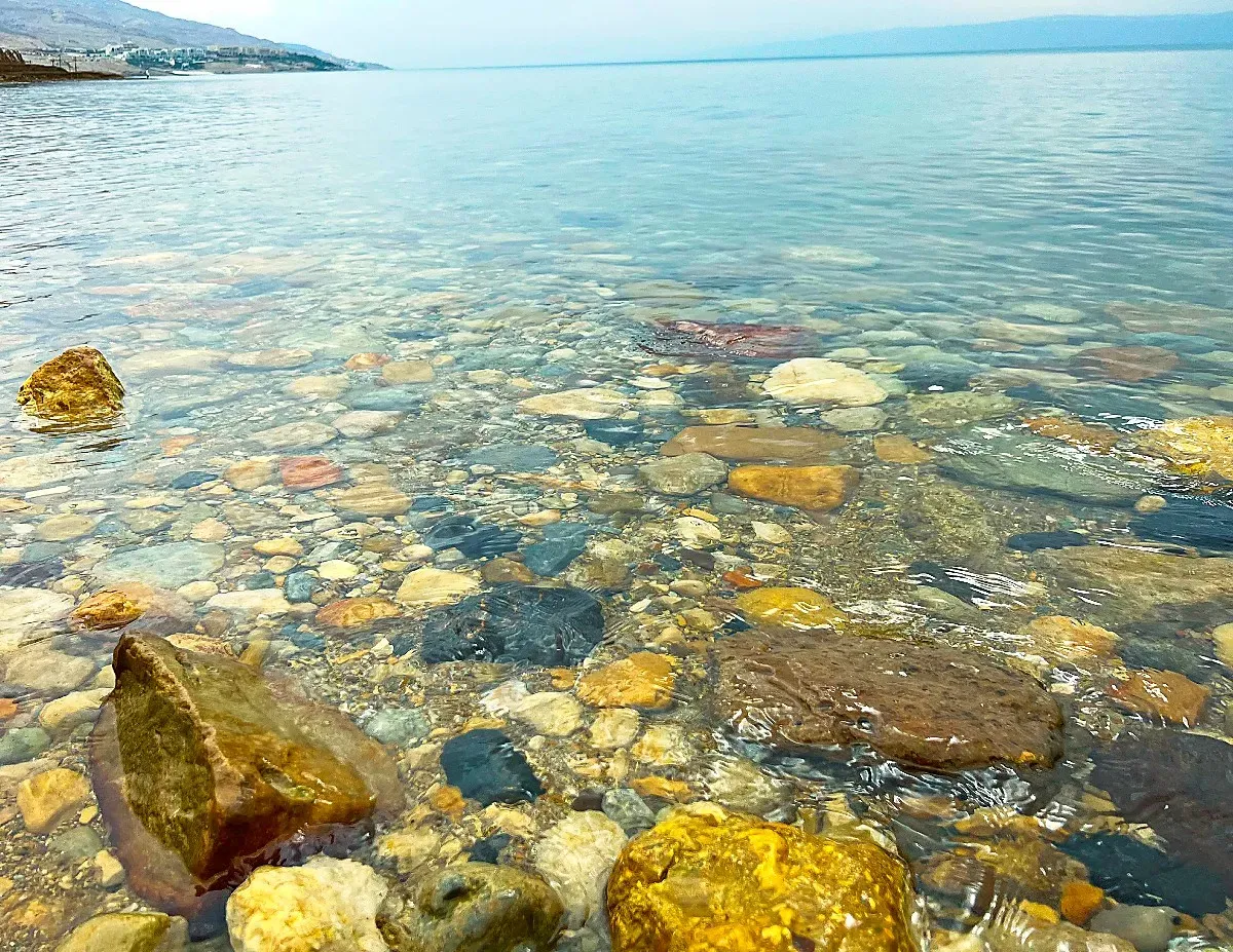 Colorful rocks under colorless water